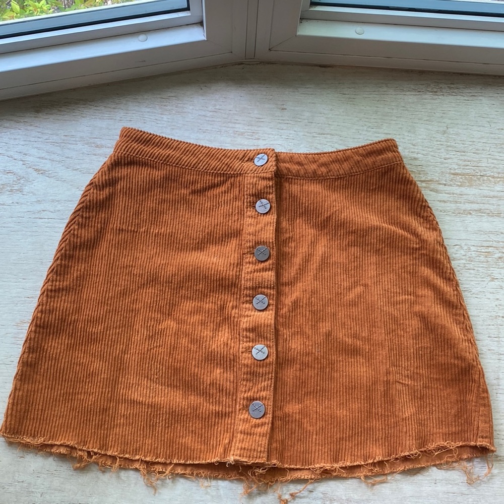 Burnt orange corduroy mini skirt. Xs.